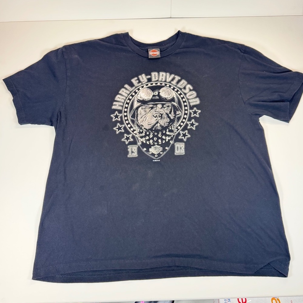 Harley-Davidson Bulldog Graphic T-Shirt Mens 3XL Black Worth Kansas City MO USA